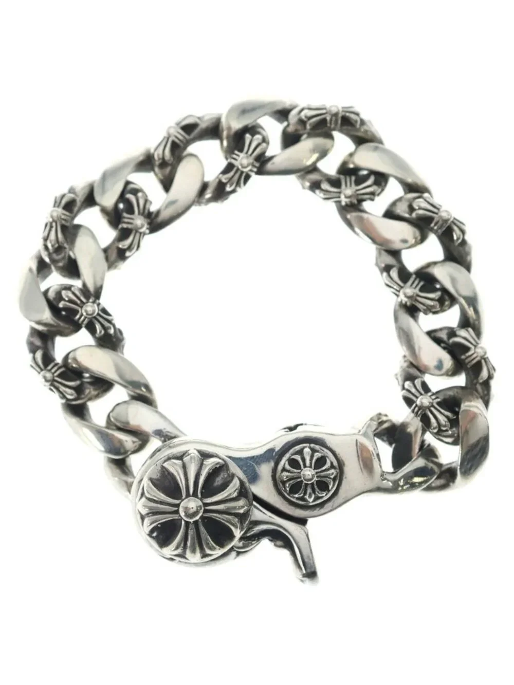 Chrome Hearts Fncy Chn Lnk Fancy Link Clip Vintage Bracelet 13 Links Silver